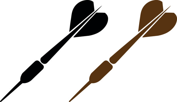 Two dartboard darts in flight