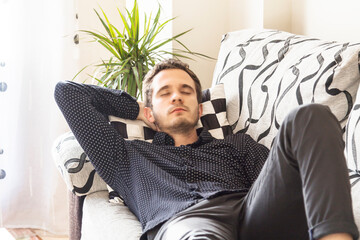Fototapeta premium man at home relaxed resting