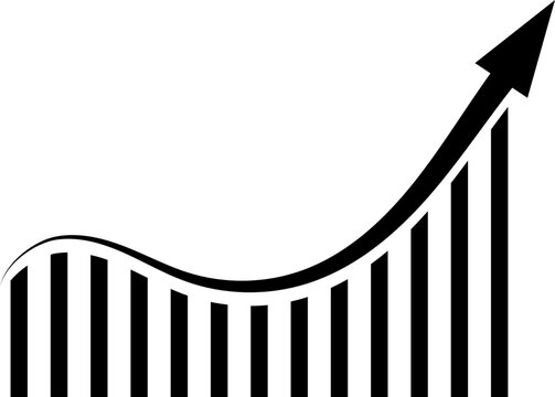 Black financial growth and decline icon vector for business analytics, profit loss chart, market trends, economic performance, investment strategy and corporate finance illustration