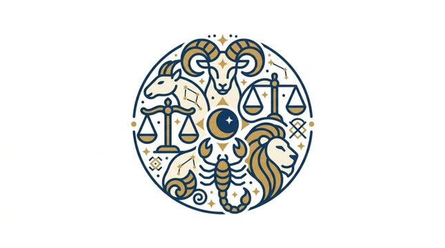 Astrology Zodiac Signs Circle Illustration.