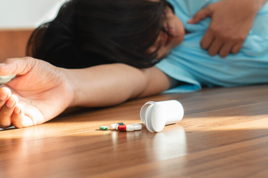 person lying on the floor have heart attack crisis