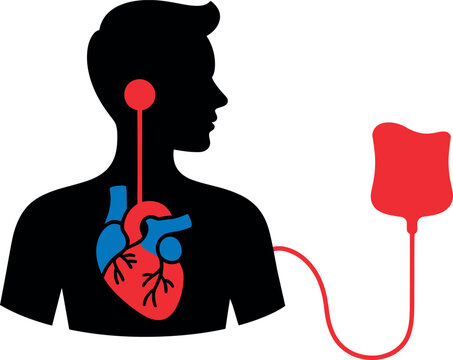 Person with pacemaker connected to device