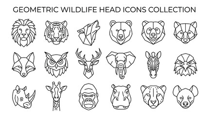 Geometric Wildlife Head Icons Collection. © Sunarto