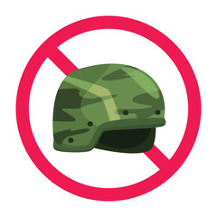 Obraz premium No military activity sign, no warfare zone sign, restricted military zone icon, no tactical operations sign, combat hazard zone symbol, no army sign, forbidden sign with military helmet icon