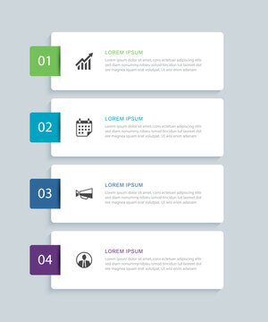 Business step options infographic template with four horizontal banners.