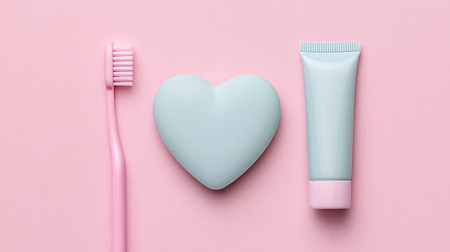Dental hygiene concept with toothbrush and toothpaste tube
