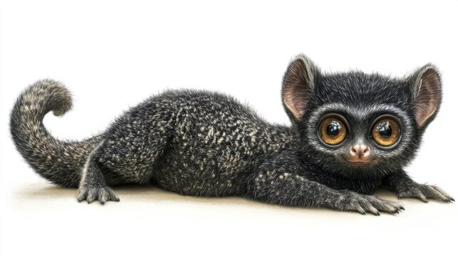 Cute Bushbaby With Big Eyes Lying Down