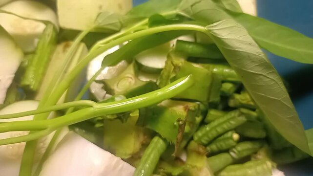 Fresh chopped vegetables mix prepped and ready for cooking Indonesian Sayur Asem