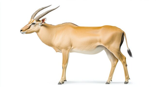 Eland antelope standing on a white background