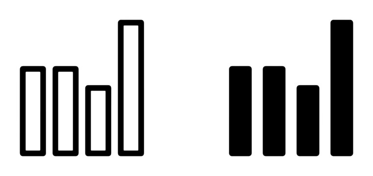 Bar Chart Icons, Data Visualization Graphics, Business Analytics Symbols, Growth Statistics, Financial Trends, Vector Illustration Set