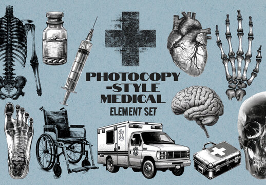 Vintage Medical Illustration Element Design Set