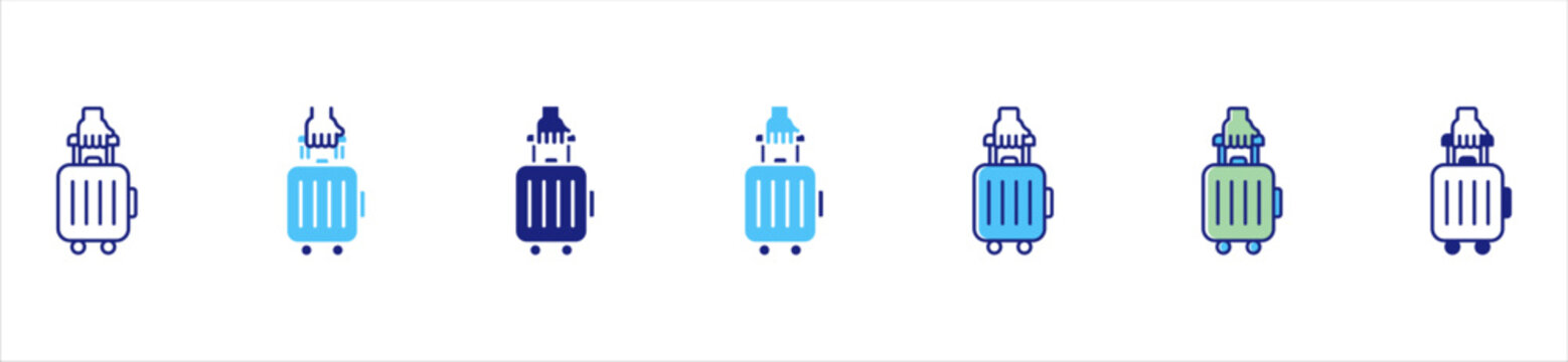 Rolling travel suitcase with extended handle for airport baggage and vacation journey transportation illustration