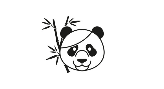 Playful stylized panda illustration with bamboo accents.