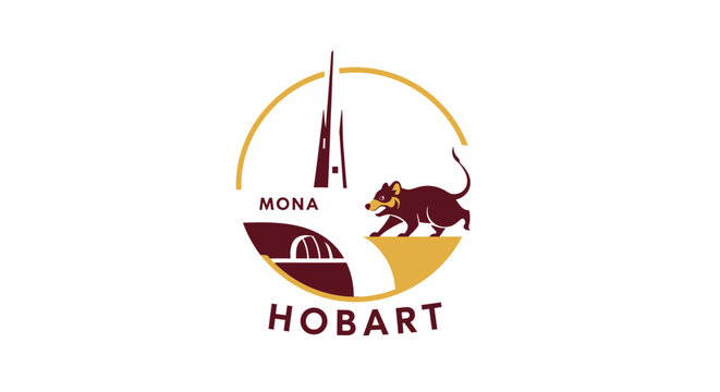 Vintage Logo Design Featuring Mona Tower and Lion Graphic.