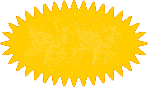 Spiky Ellipse Scallop Oval Abstract Geometric Y2K Sticker Shape. Y2K Badge Figure Isolated Element.