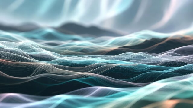 Surreal abstract oceanic wave patterns tranquil digital art close-up