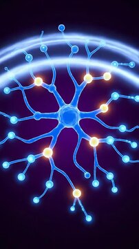 Digital Illustration of a Glowing Neuron With Radiant Synapses For Healthcare, Neuroscience, And Medical Technology Themes Optimal For Stock Use
