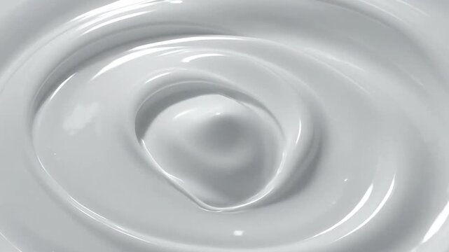 A smooth white liquid ripple forms a perfect circular wave pattern