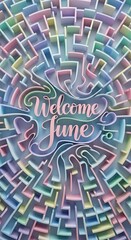 Fototapeta premium Colorful welcome june greeting card design.
