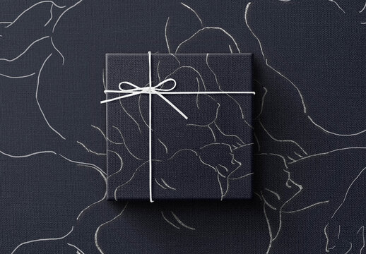Elegant Dark Gift Box Mockup PSD