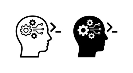 Artificial Intelligence Head Icons, AI Brain Technology Concepts, Machine Learning Human Mind Vector Set © Muhtasim