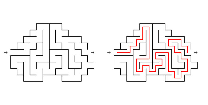 A simple cloud-shaped maze puzzle on a white background