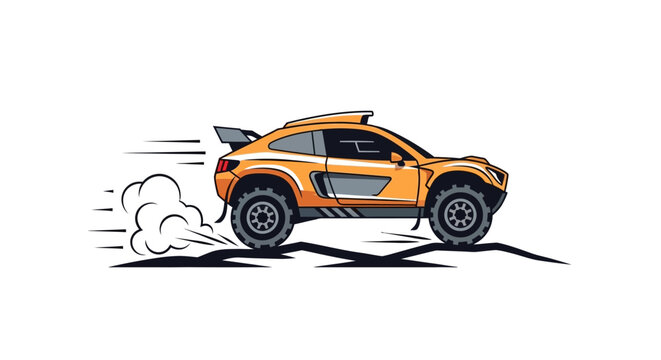 Orange car speeding on racing track.