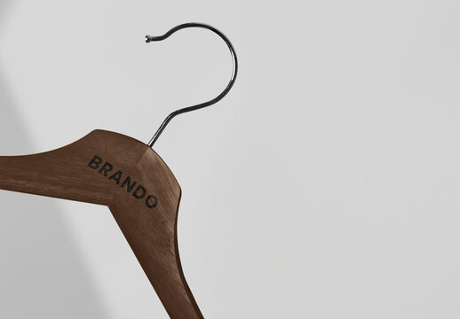 Elegant Wooden Hanger Mockup Minimalist Design PSD