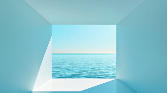 Ocean view through a modern architectural opening