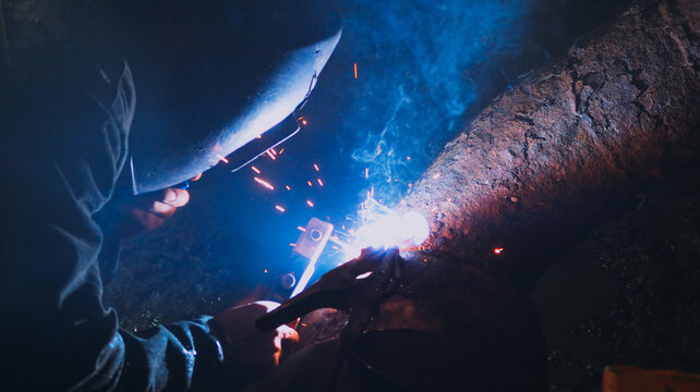 a man carries out welding work