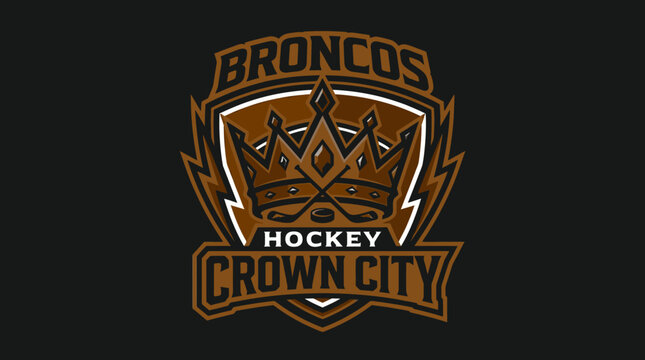 Broncos Hockey Crown City circular sports team badge.