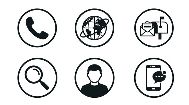 Business contact and profile icons in circular frames.
