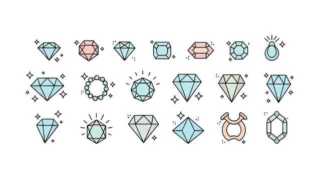 Enhance your designs with this elegant and versatile collection of minimalist gemstone icons.