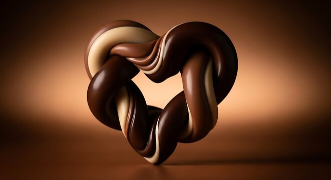 Abstract swirling chocolate heart shape