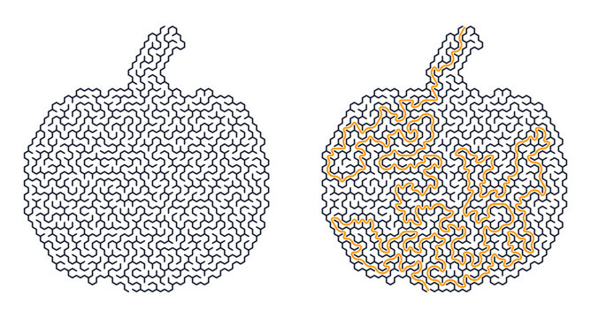 Abstract pumpkin design in maze pattern for Halloween concept  