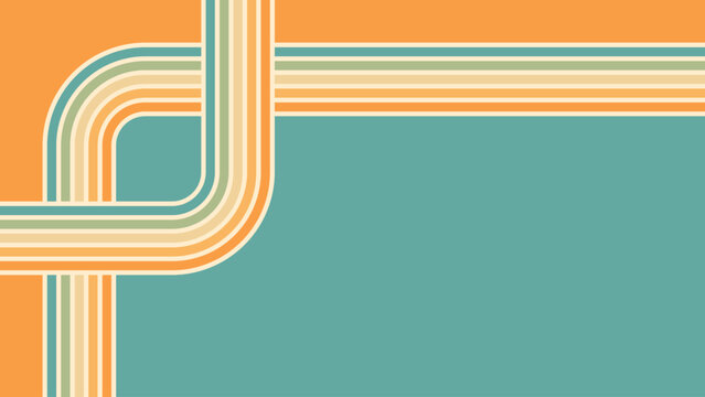 Abstract background of rainbow groovy Wavy Line design in 1970s Hippie Retro style. Vector pattern ready to use for cloth, textile, wrap and other.