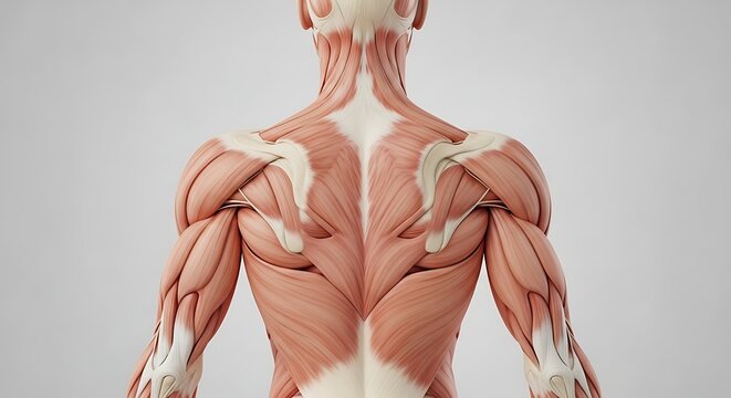 Muscular man flexing biceps in studio lighting.
