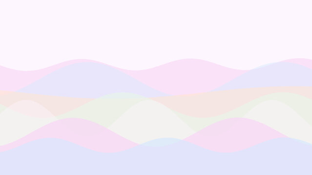 Soft pastel colored abstract waves creating a serene and gentle layered landscape design.
