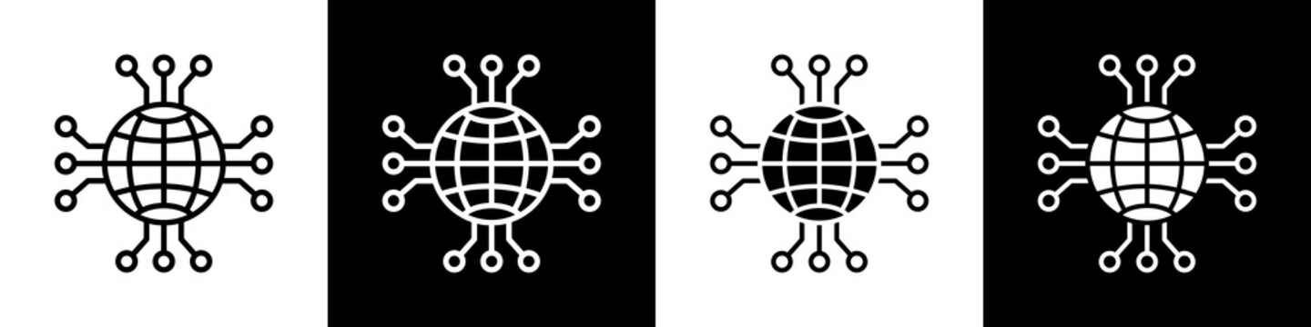 Globalization black and white icon design concept