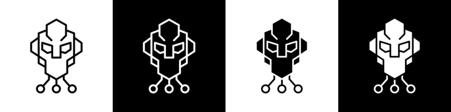 Robot black and white icon design concept