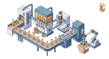 Fototapeta premium Industrial robotic assembly line with automated machinery.