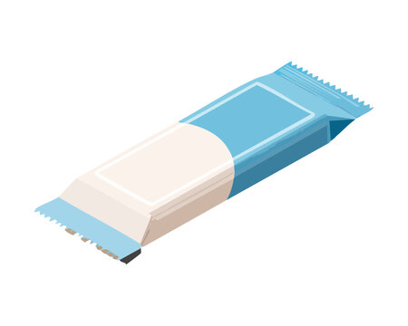 Sleek blue and white snack wrapper packaging design for healthy protein bars or sweet candy - Vector Illustration