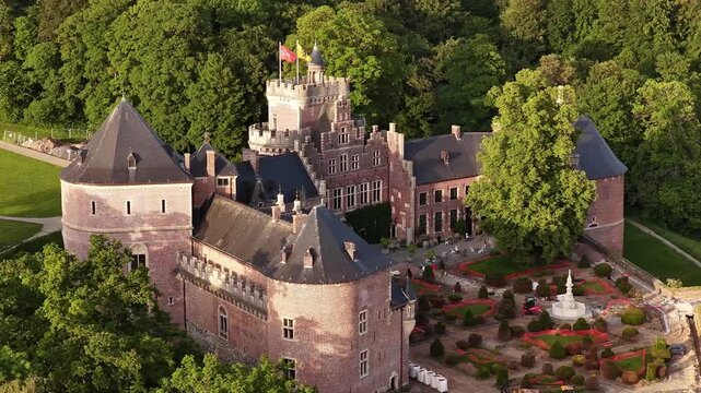 Gaasbeek Castle aerial view Belgium historic architecture and gardens