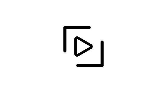 Animated play button icon circle motion graphics with alpha.