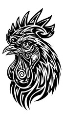 Fototapeta premium Black and white lion head illustration with mane.