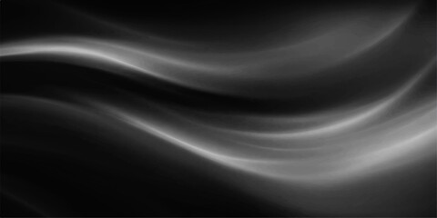 Fototapeta premium An abstract black and white silk background with smooth flowing waves of satin fabric creating a soft motion design and textured backdrop pattern