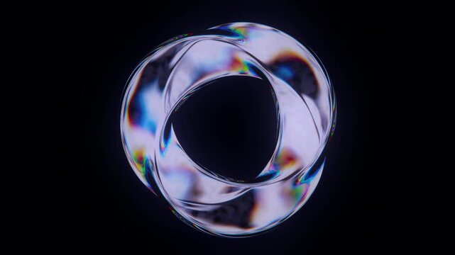 Glass Mobius Ring Infinite Surface Warm Dispersion Seamless Loop Animation 3D Render