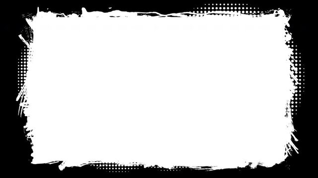 Grunge Texture Frame Overlay.Abstract black and white grunge border with scratches and paint splatters.Perfect for vintage film effects.Video effect.video 4k