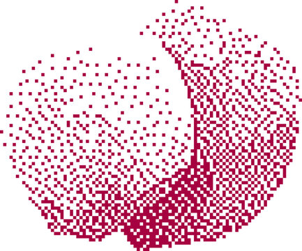 Abstract digital pattern representing a data visualization or network structure with deep red dots on white