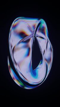 Glass Mobius Strip Infinite Surface Morphing Seamless Loop Vertical Animation 3D Render